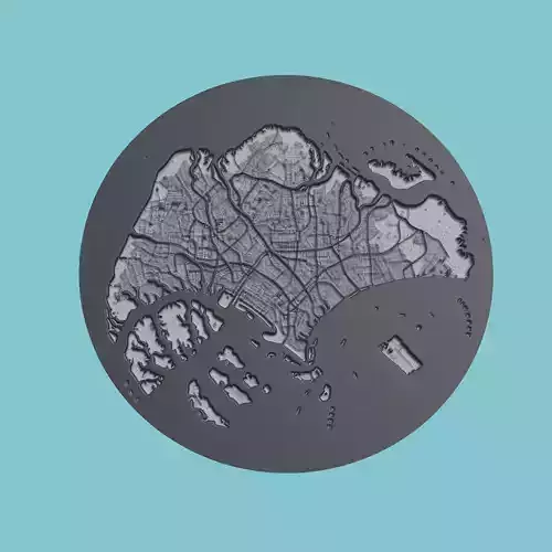 Singapore Map Medallion Wall Art Printer 3D print model