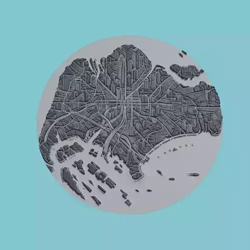 Singapore Map Medallion Wall Art Printer 3D print model