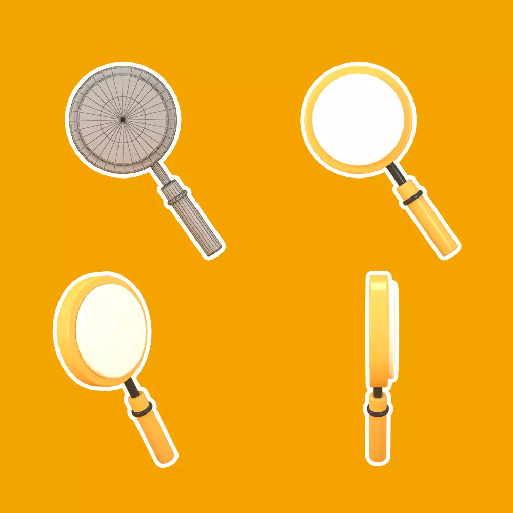 magnifying glass low poly 3d model Low-poly 3D model_0