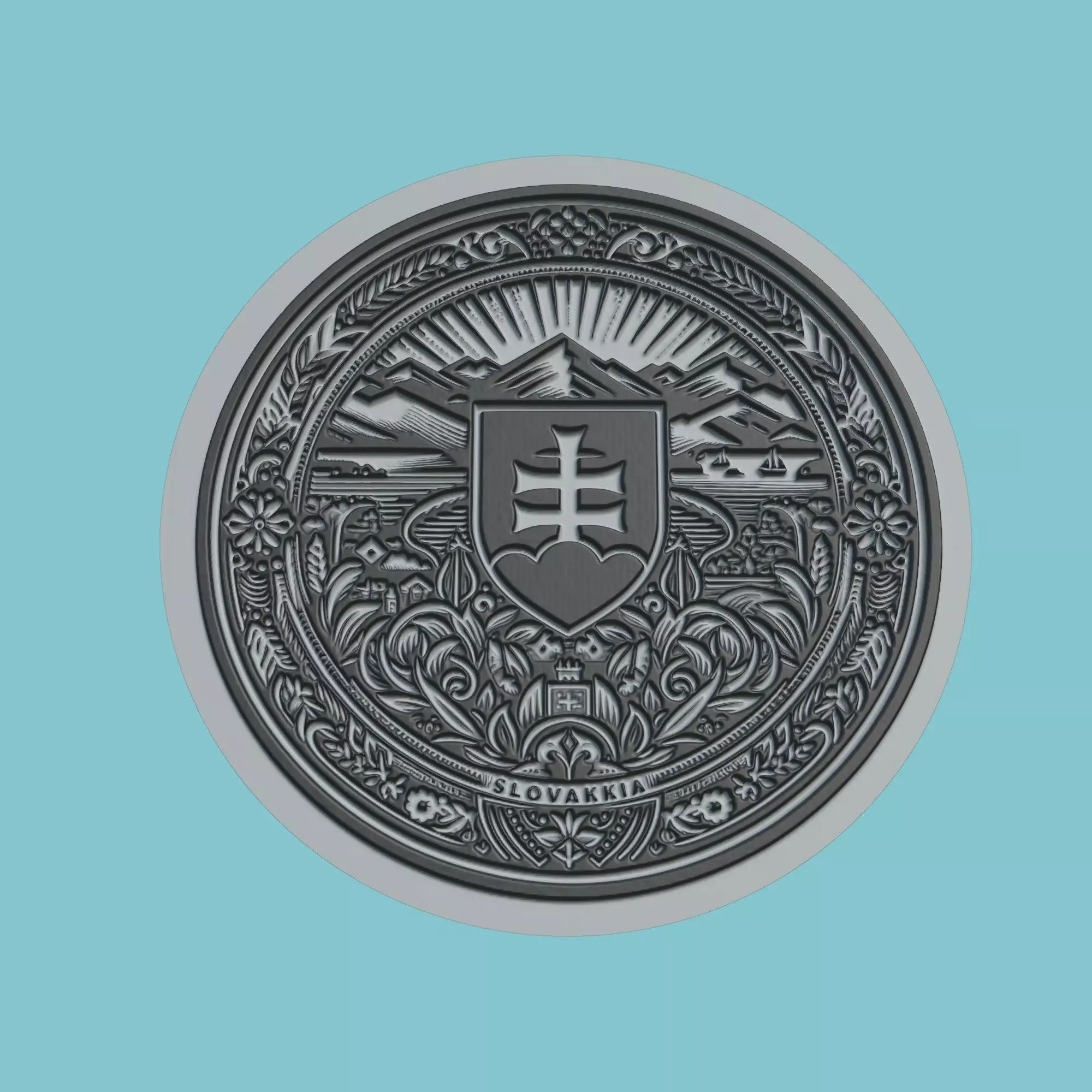 Slovakia Map Medallion Wall Art Printer 3D print model_0