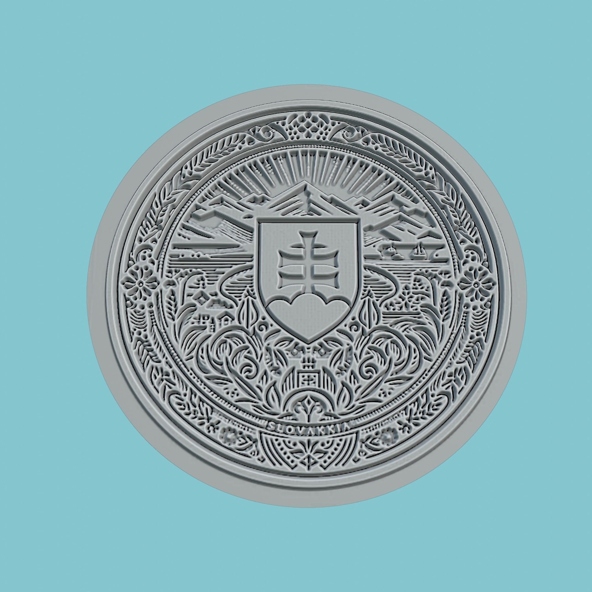 Slovakia Map Medallion Wall Art Printer 3D print model_2