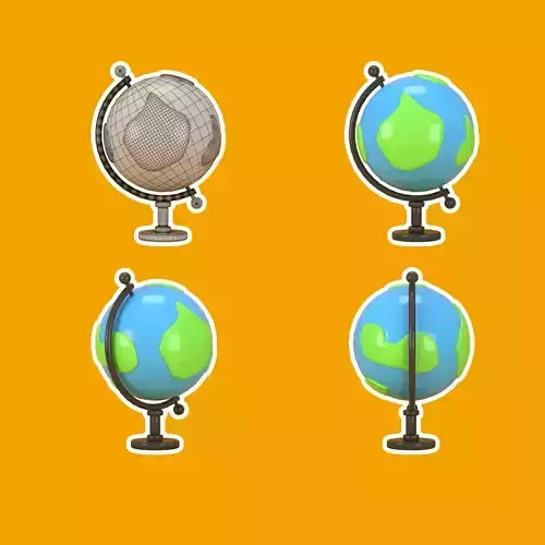 Model globe low poly 3d model