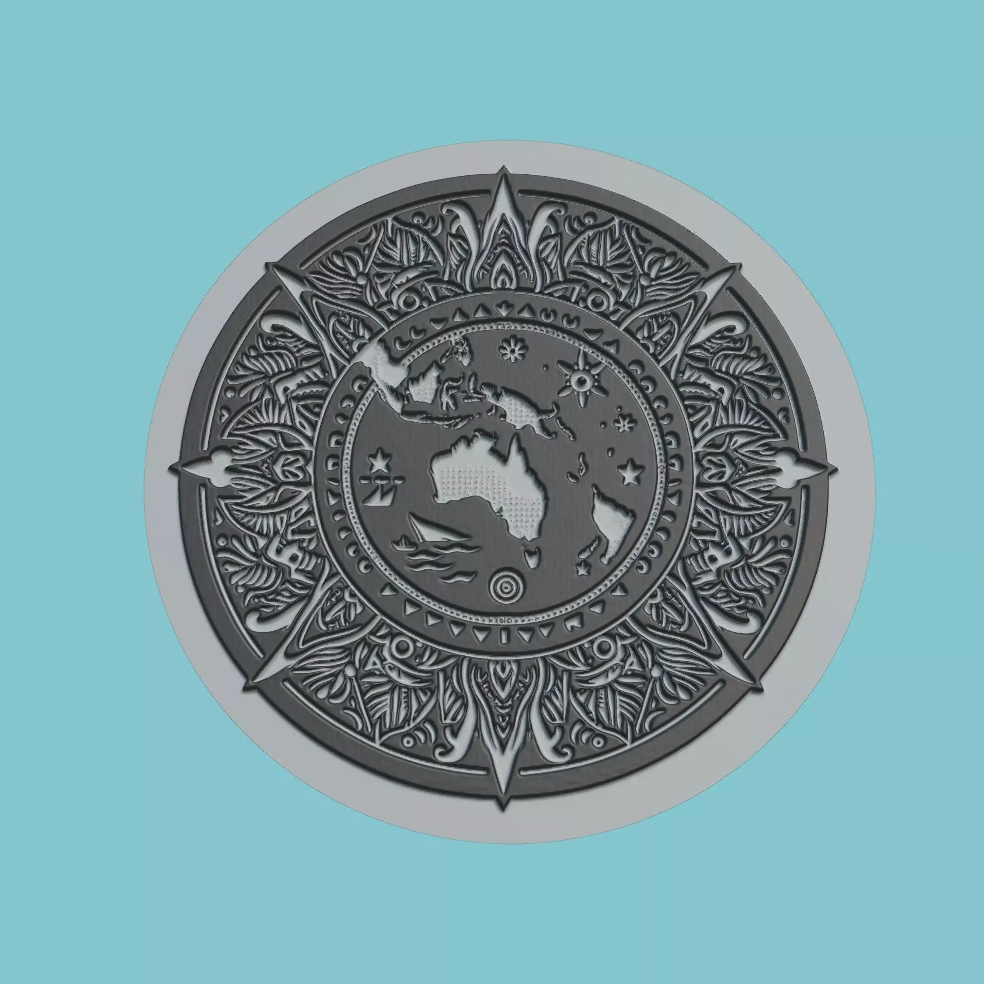Solomon Islands Map Medallion Wall Art Printer 3D print model