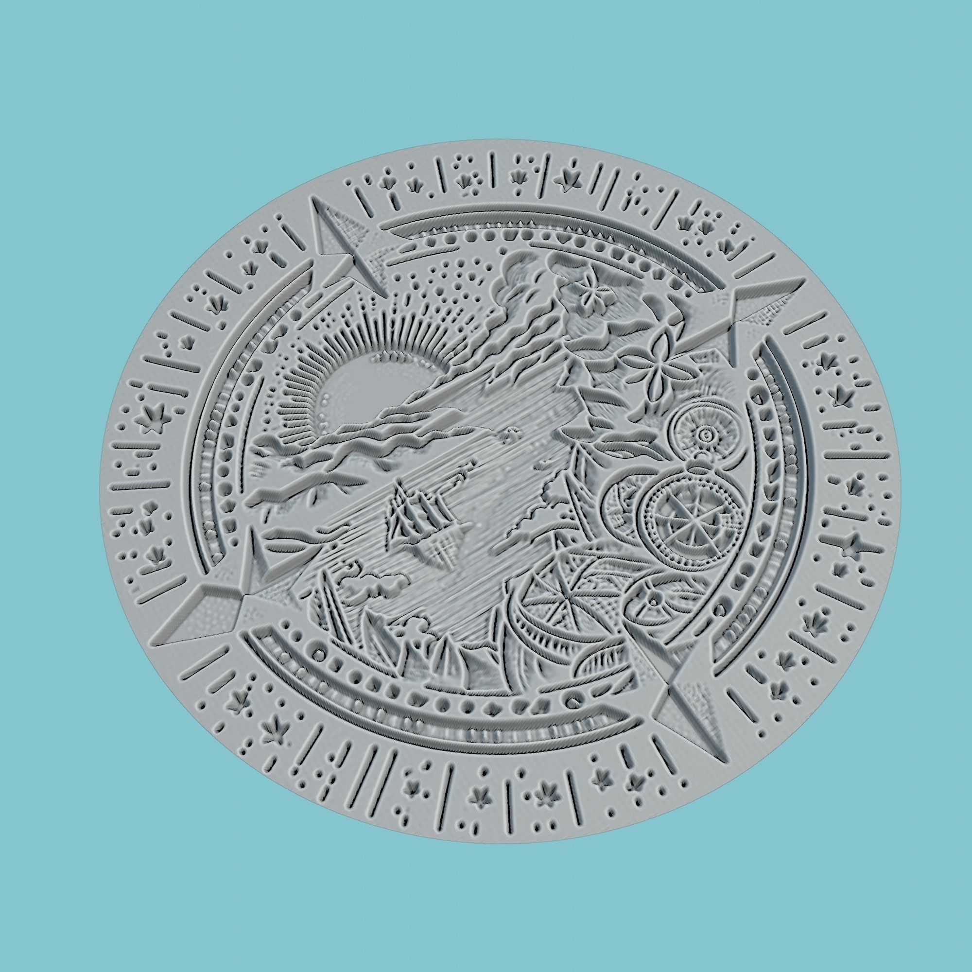 Solomon Islands Map Medallion Wall Art Printer 3D print model_3