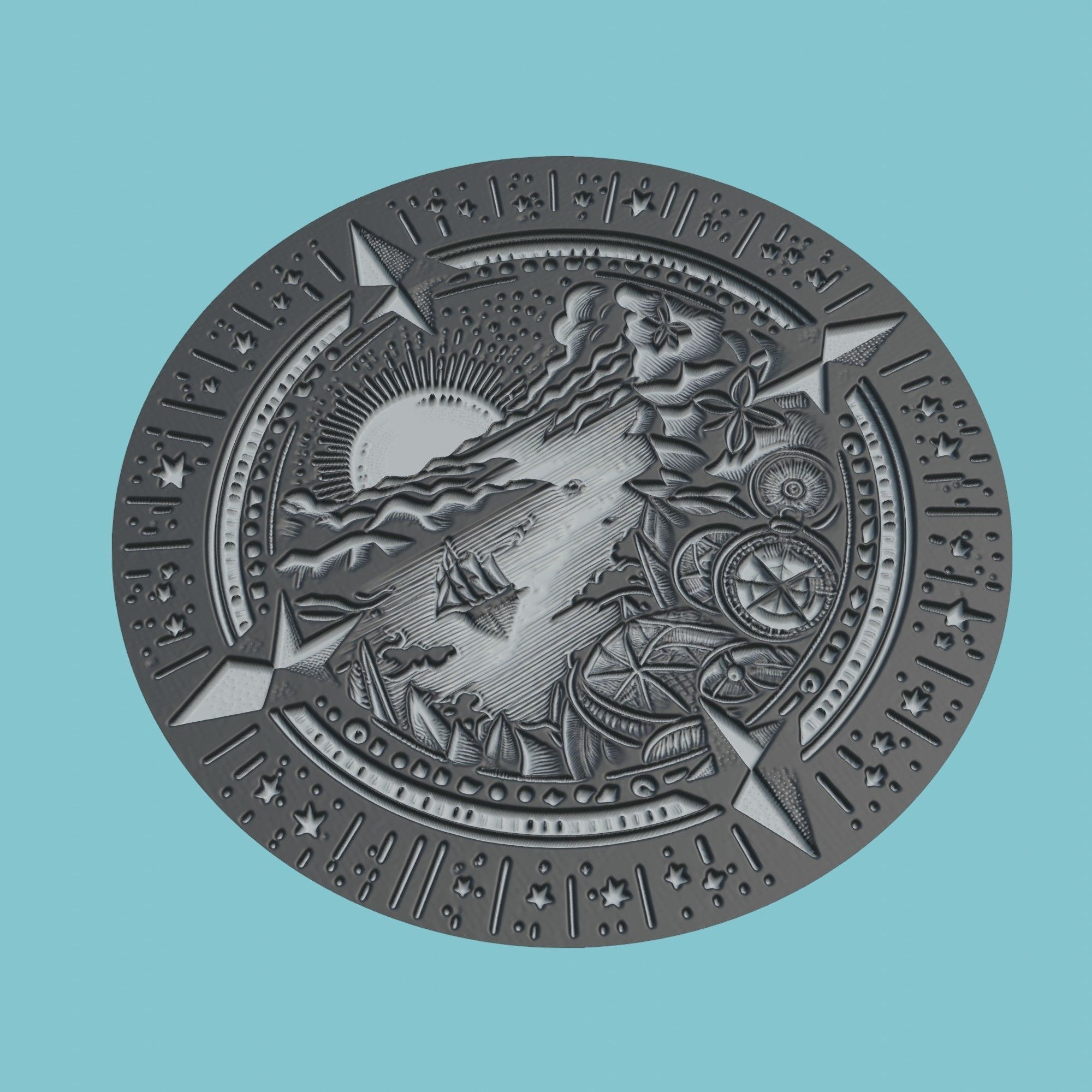 Solomon Islands Map Medallion Wall Art Printer 3D print model_1