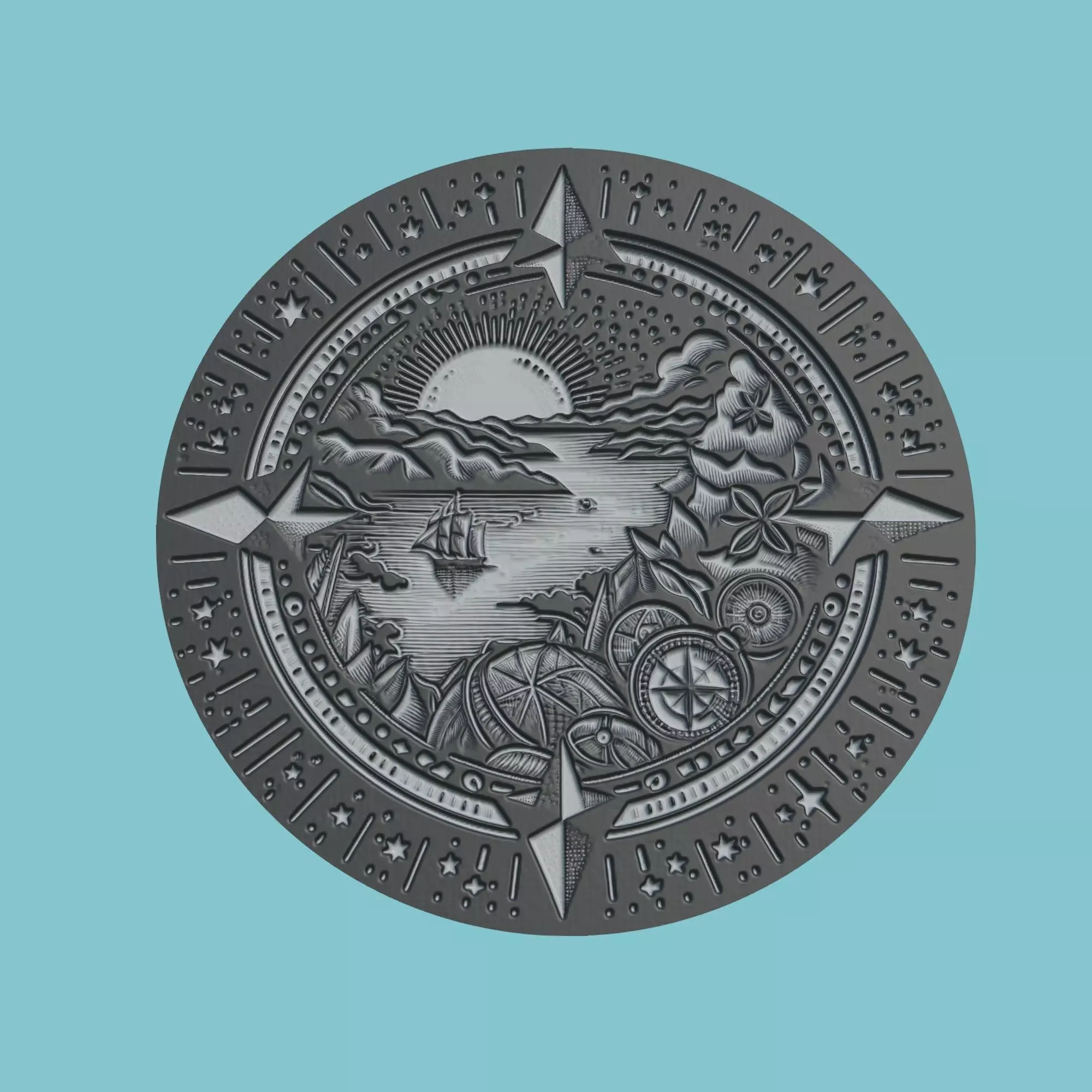 Solomon Islands Map Medallion Wall Art Printer 3D print model_0