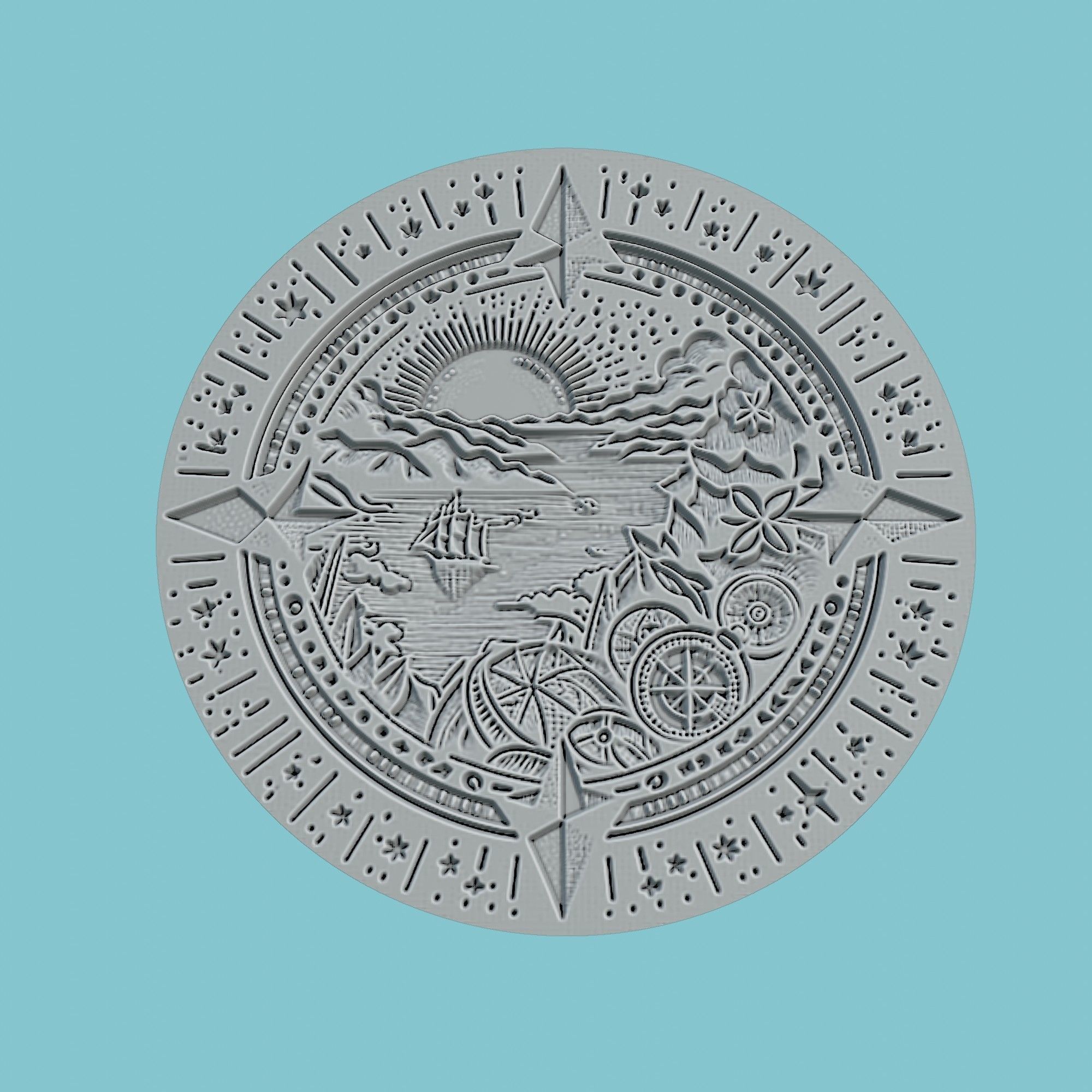 Solomon Islands Map Medallion Wall Art Printer 3D print model_2