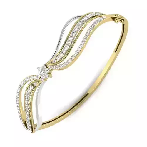 Yellow gold diamond Bangle-PBG-019 DIA