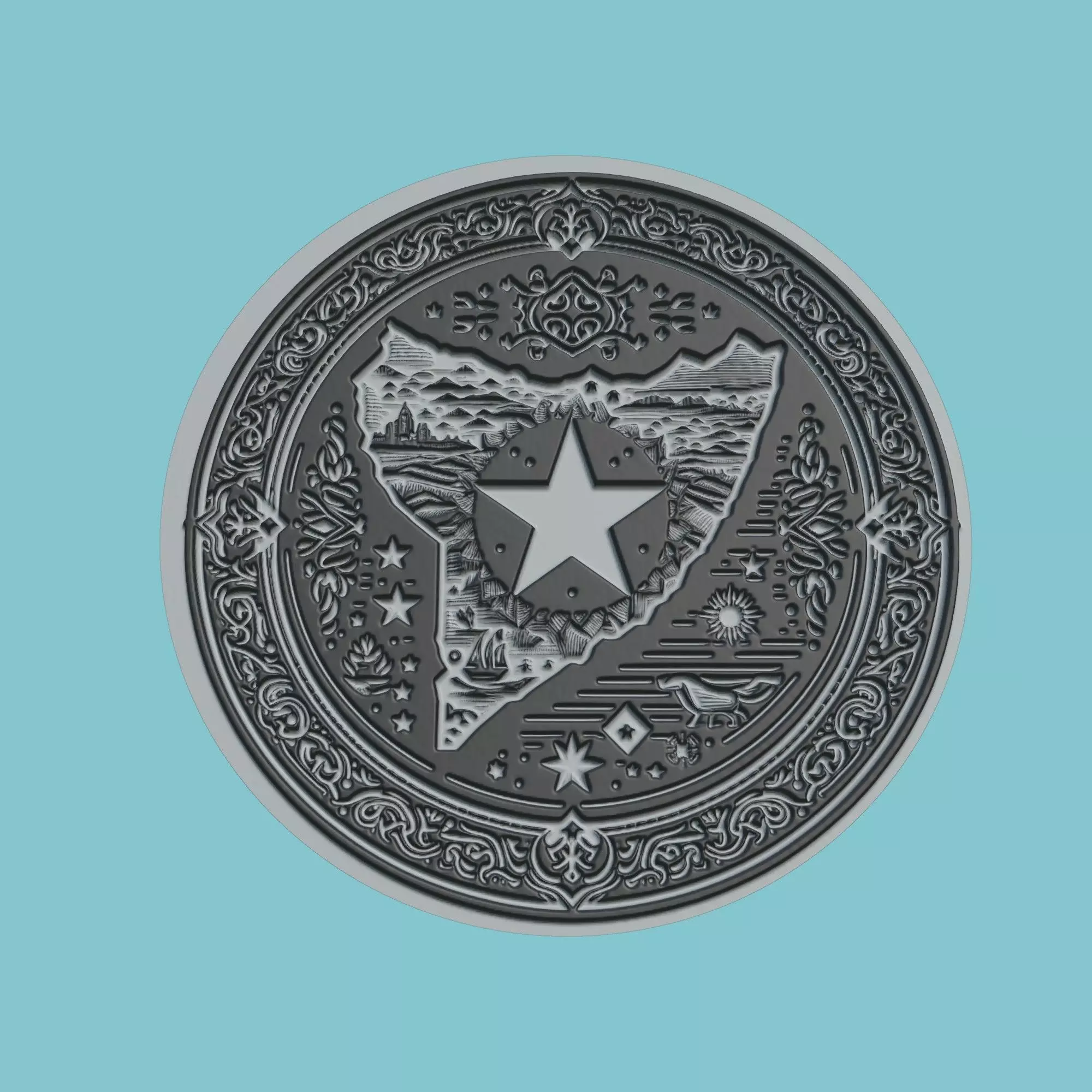 Somalia Map Medallion Wall Art Printer 3D print model_0