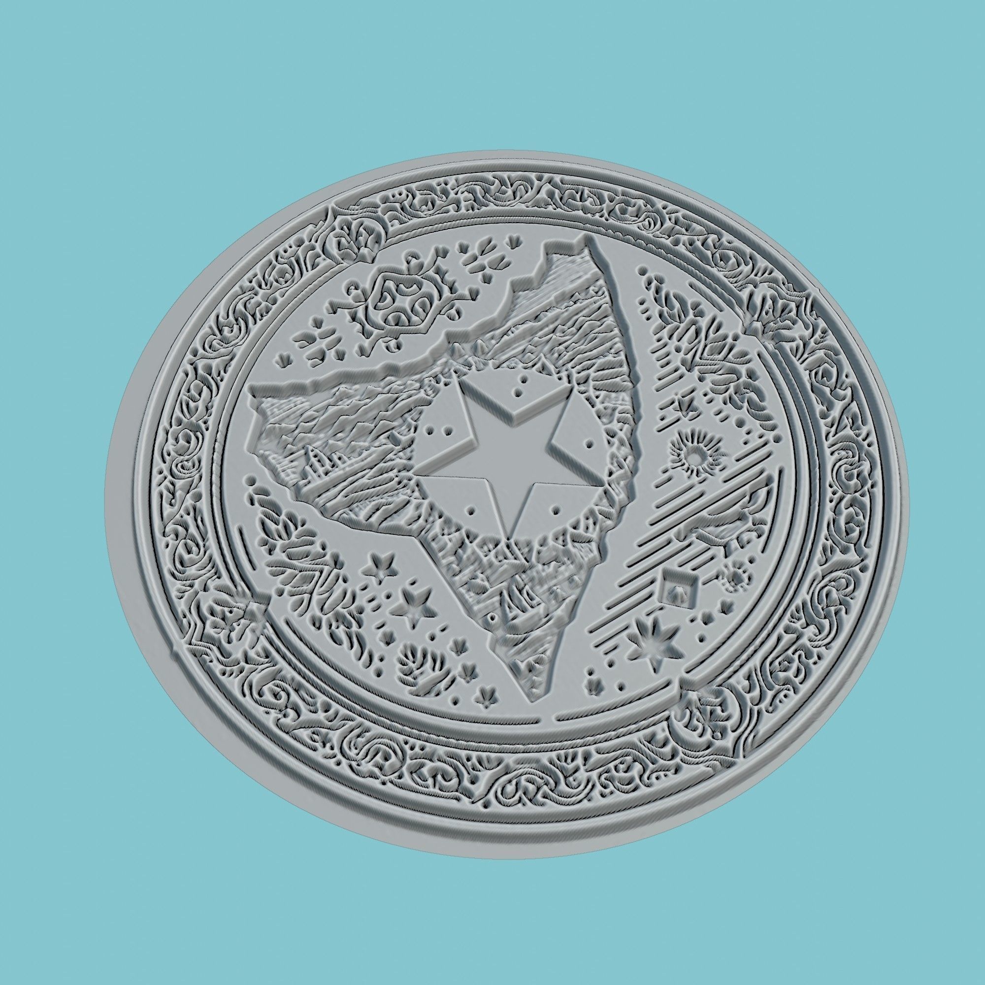 Somalia Map Medallion Wall Art Printer 3D print model_3