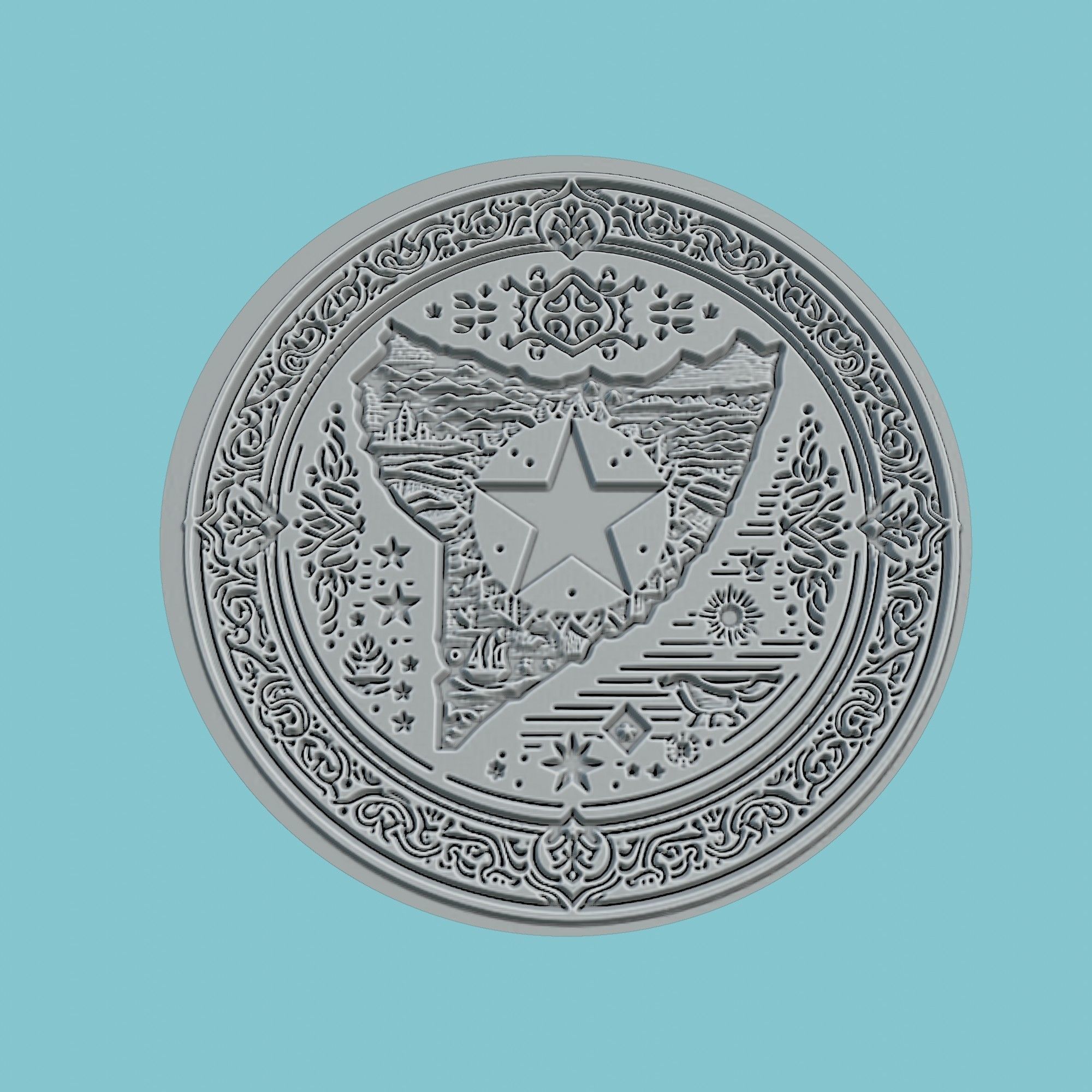 Somalia Map Medallion Wall Art Printer 3D print model_2
