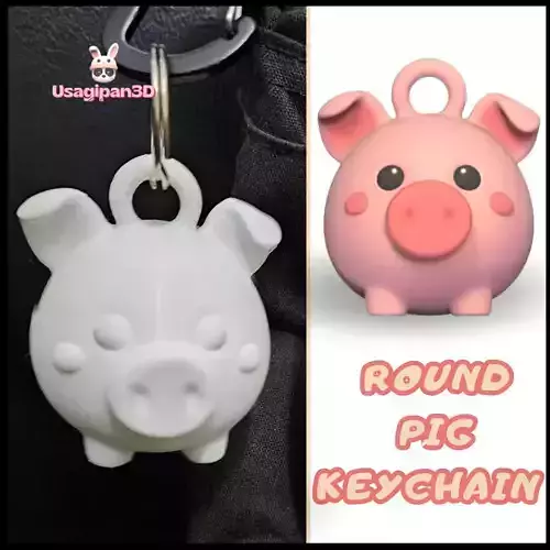 Round Pig Keychain 3D print model