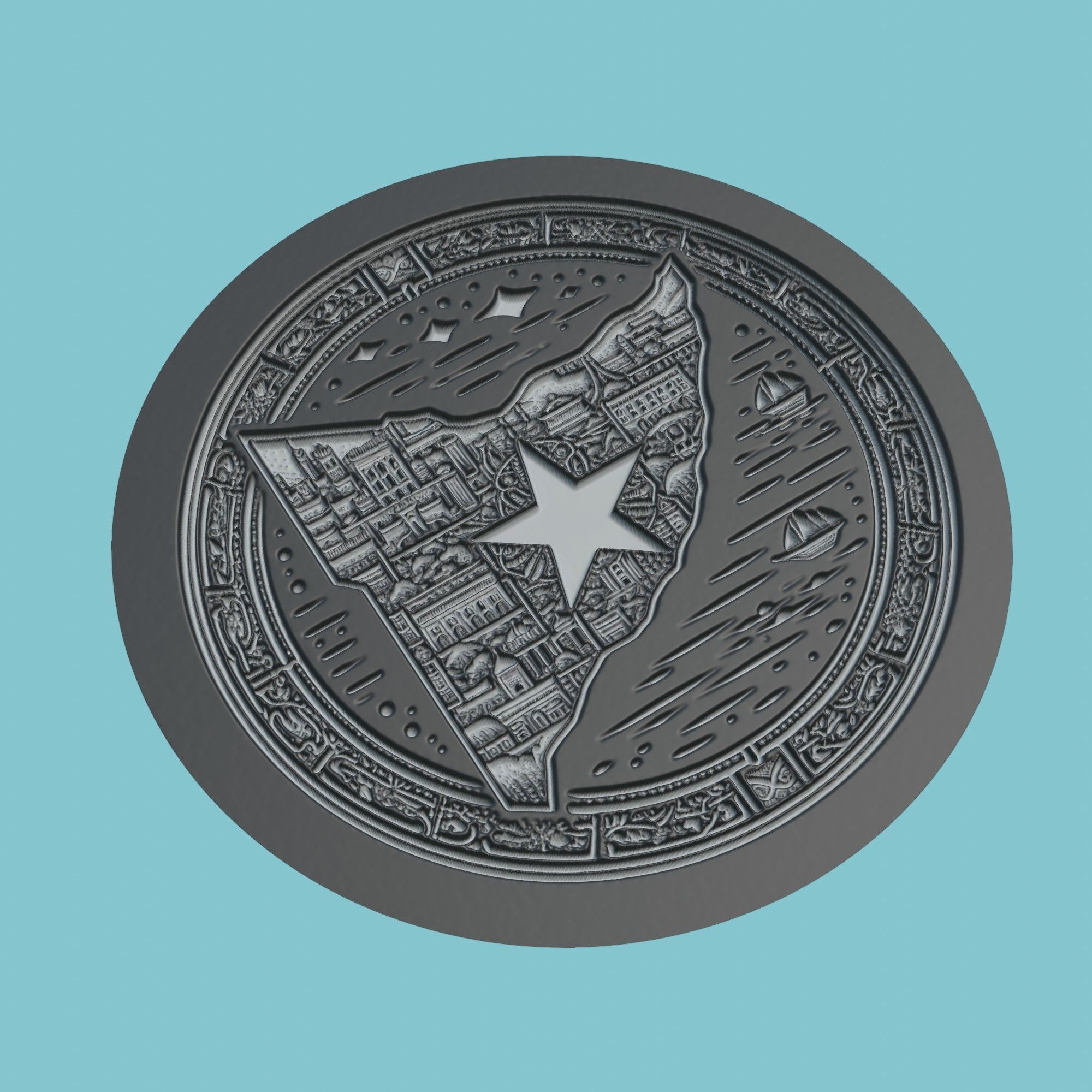 Somalia Map Medallion Wall Art Printer 3D print model_1