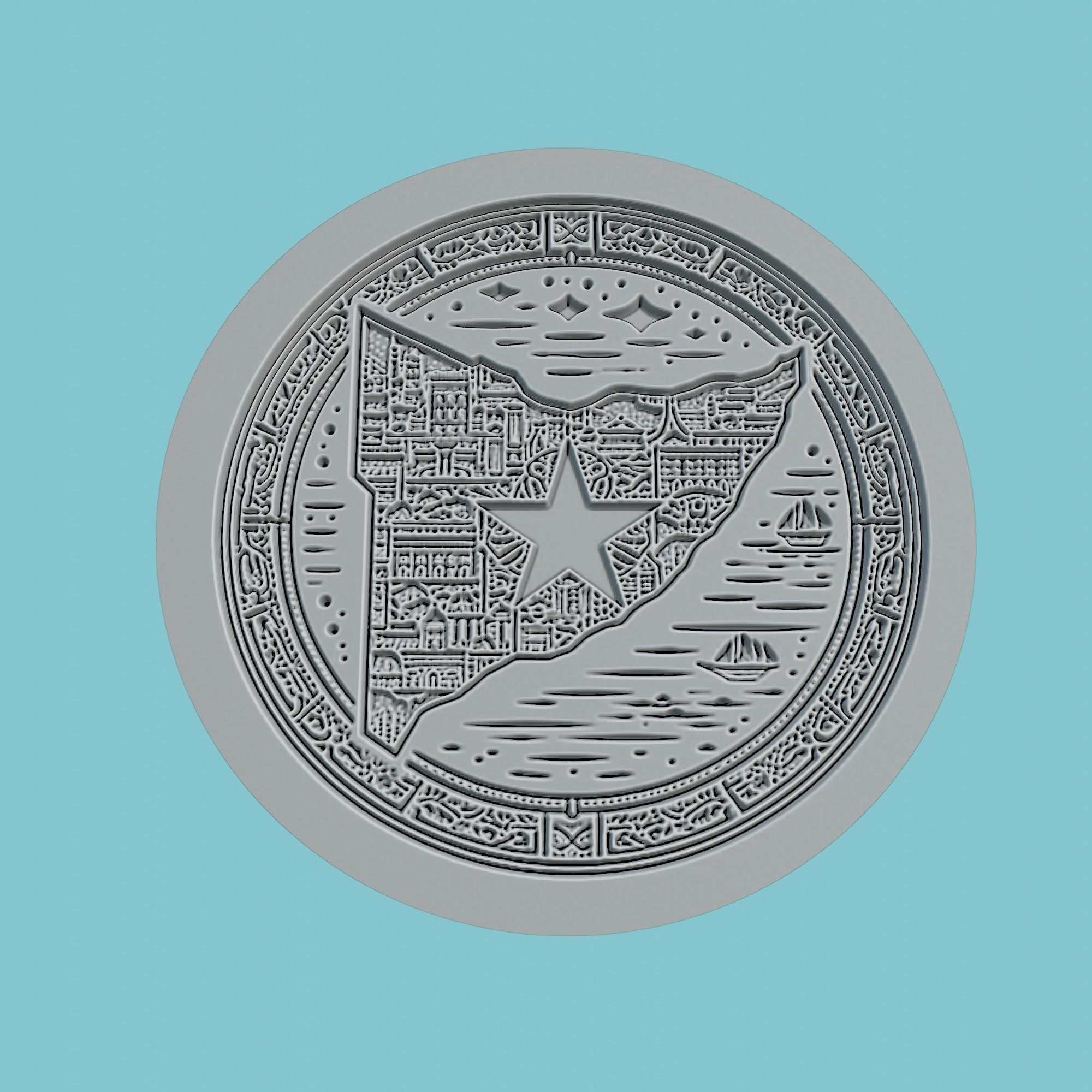 Somalia Map Medallion Wall Art Printer 3D print model_2