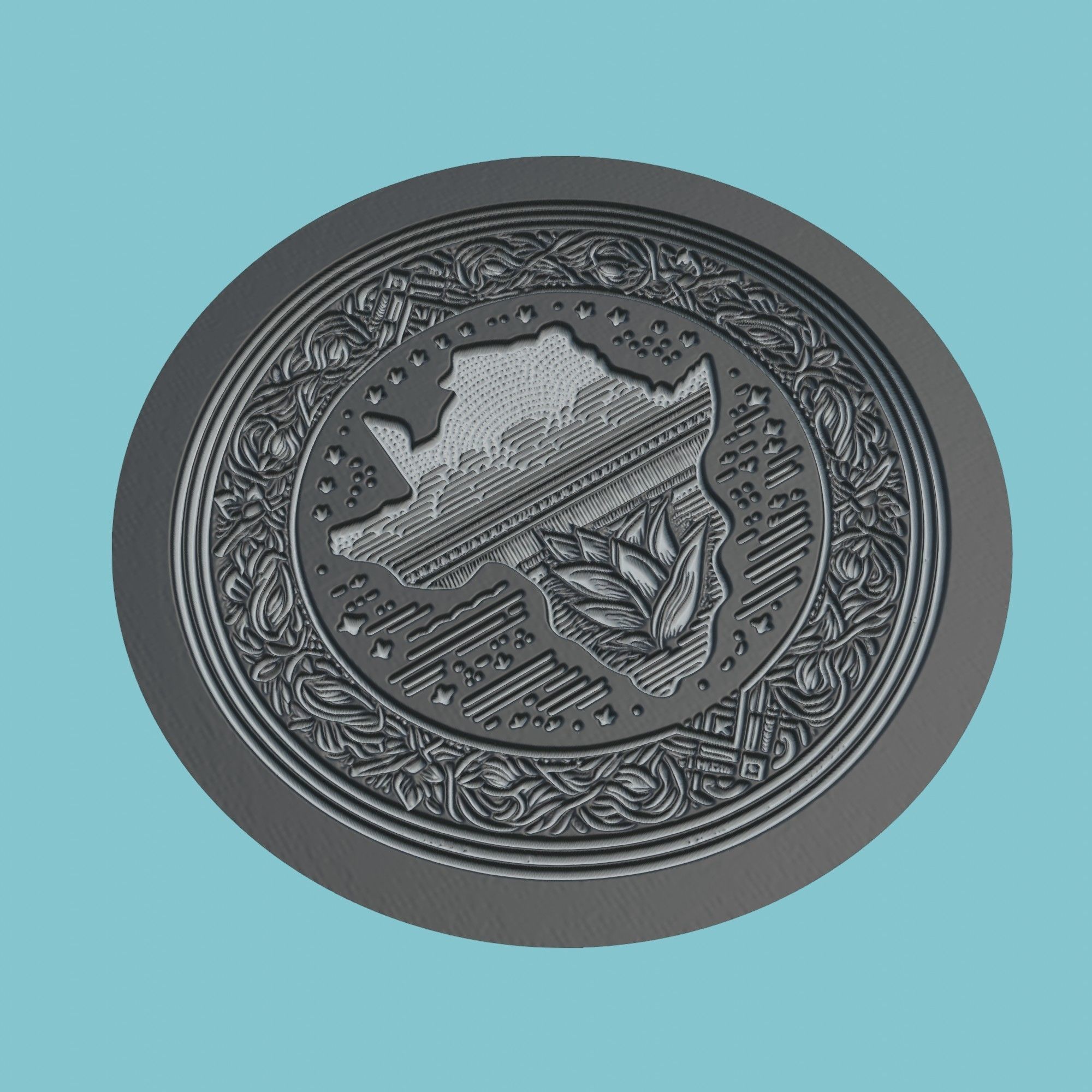 South Africa Map Medallion Wall Art Printer 3D print model_1
