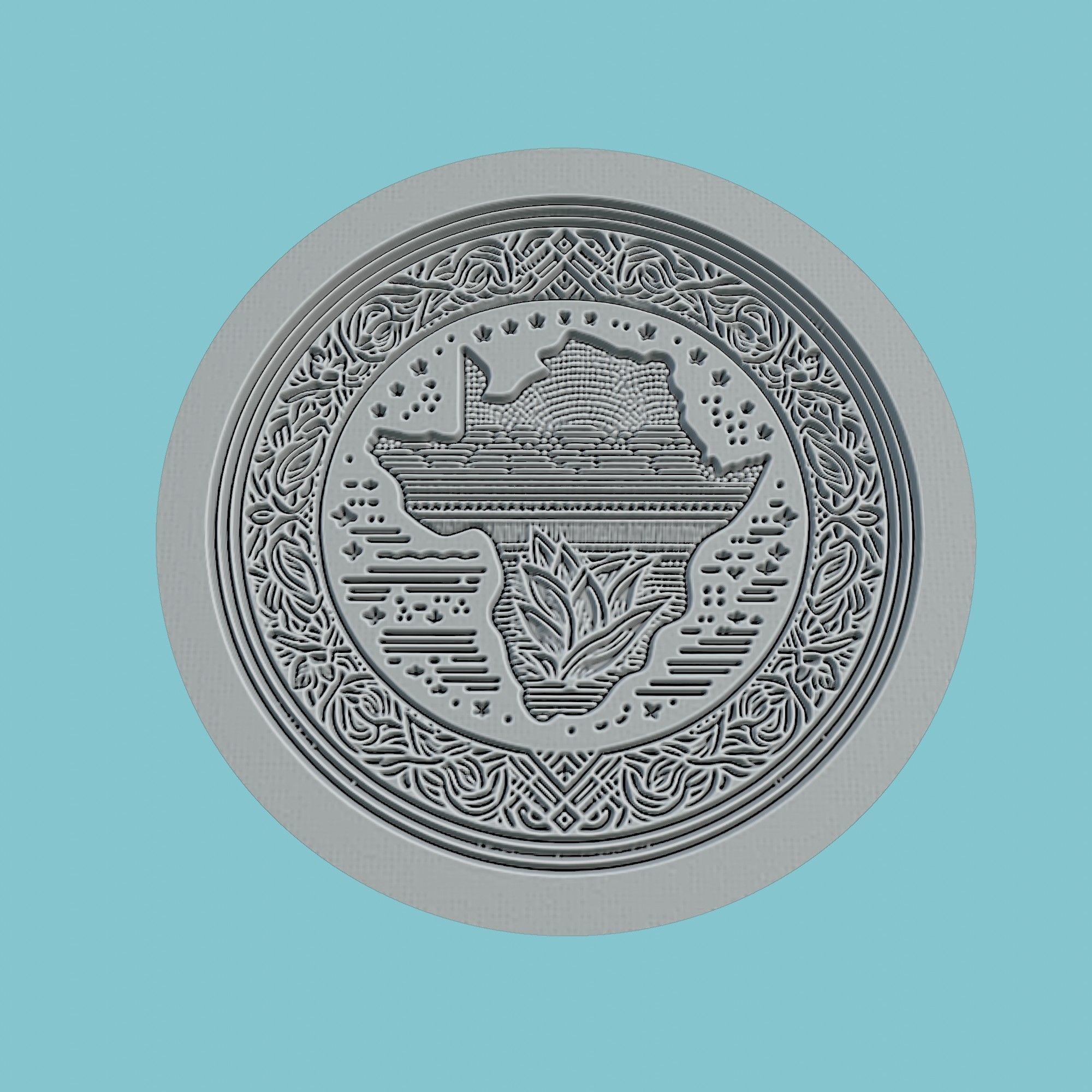 South Africa Map Medallion Wall Art Printer 3D print model_2