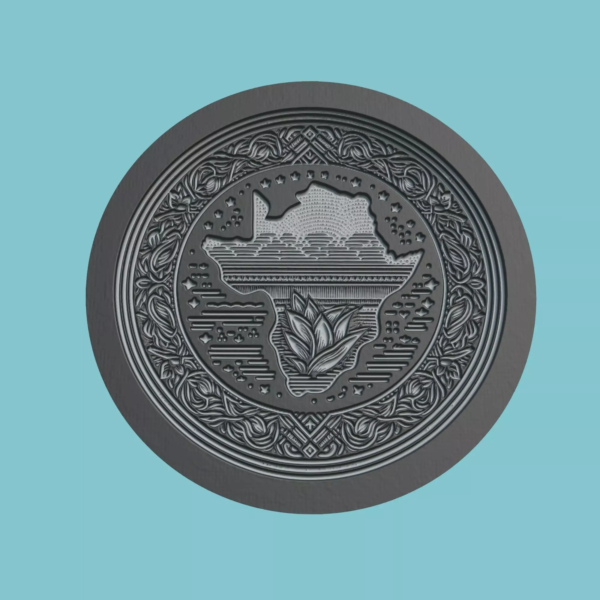 South Africa Map Medallion Wall Art Printer 3D print model_0