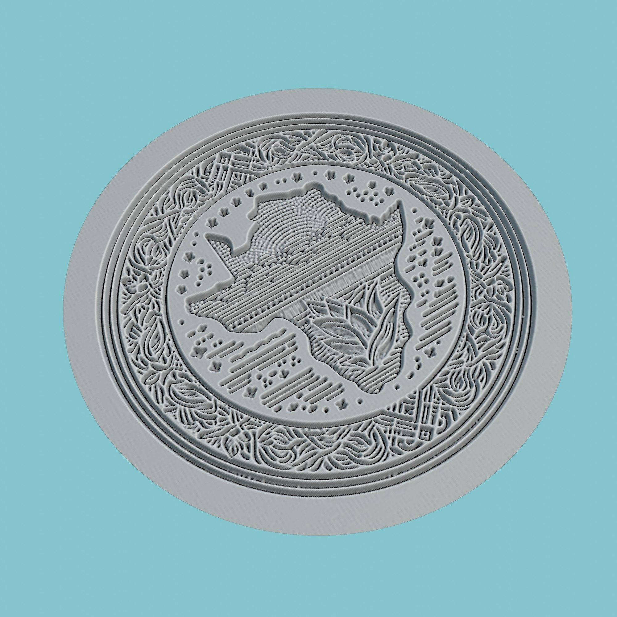 South Africa Map Medallion Wall Art Printer 3D print model_3