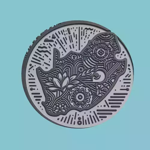 South Africa Map Medallion Wall Art Printer