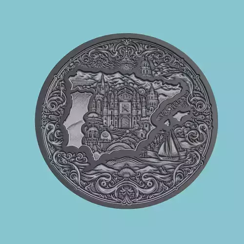 Spain Map Medallion Wall Art Printer