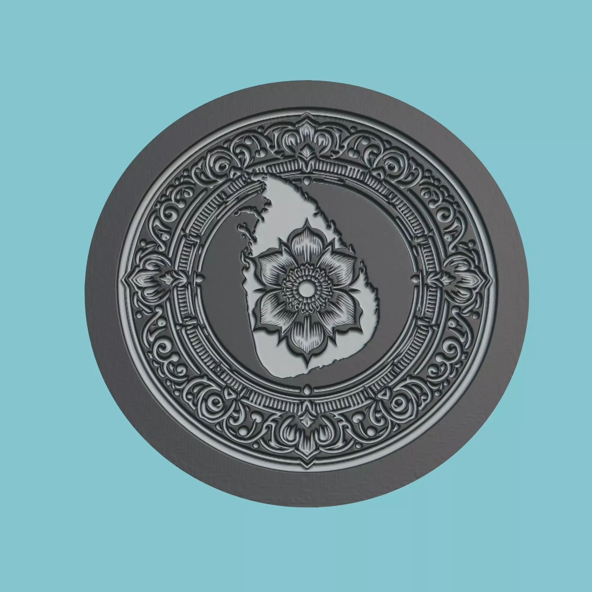 Sri Lanka Map Medallion Wall Art Printer 3D print model_0