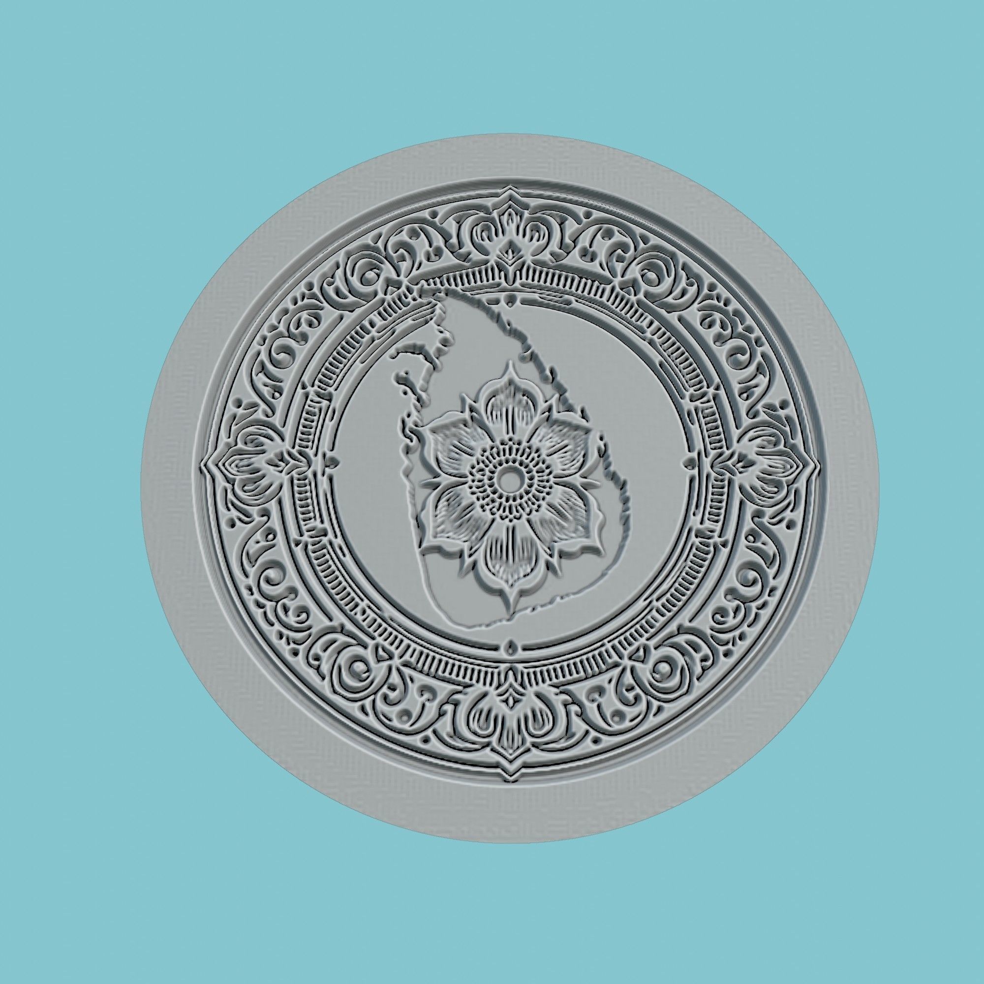 Sri Lanka Map Medallion Wall Art Printer 3D print model_2