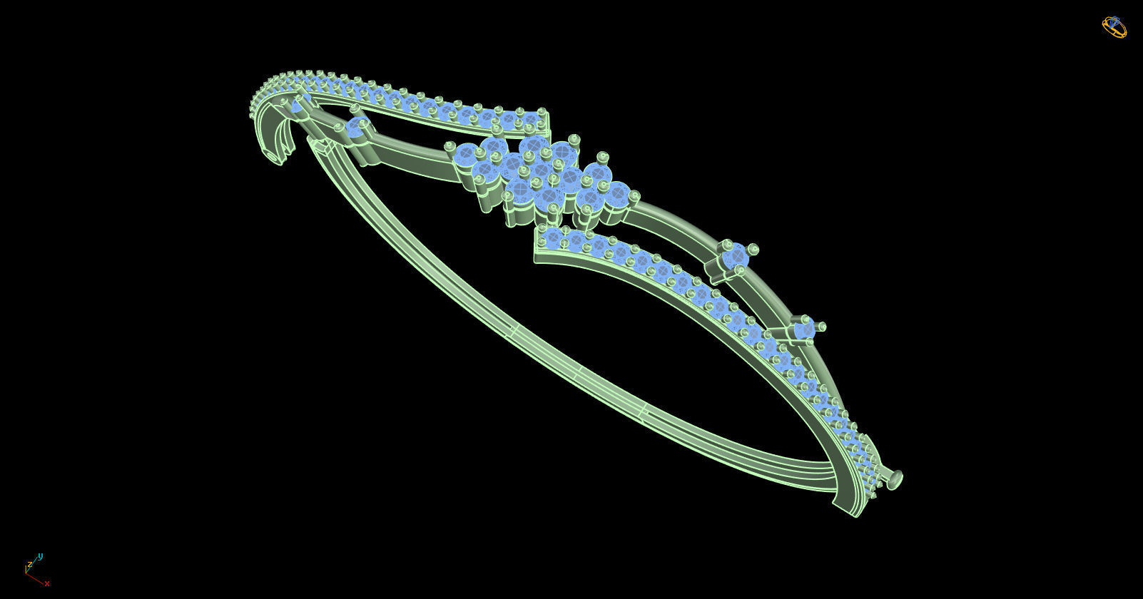 Yellow gold diamond Bangle-PBG-021 DIA 3D print model_4