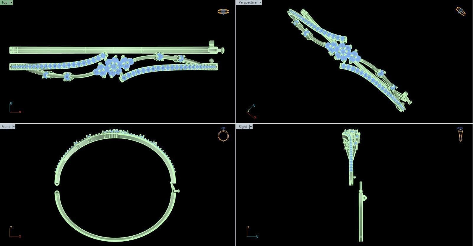 Yellow gold diamond Bangle-PBG-021 DIA 3D print model_5