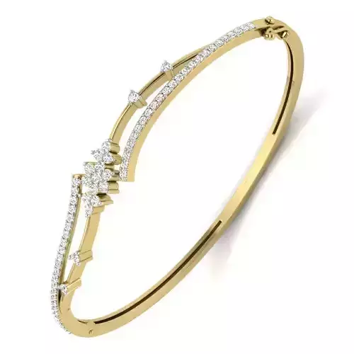 Yellow gold diamond Bangle-PBG-021 DIA