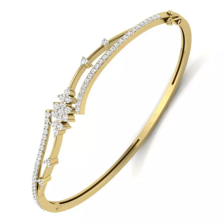 Yellow gold diamond Bangle-PBG-021 DIA 3D print model_0