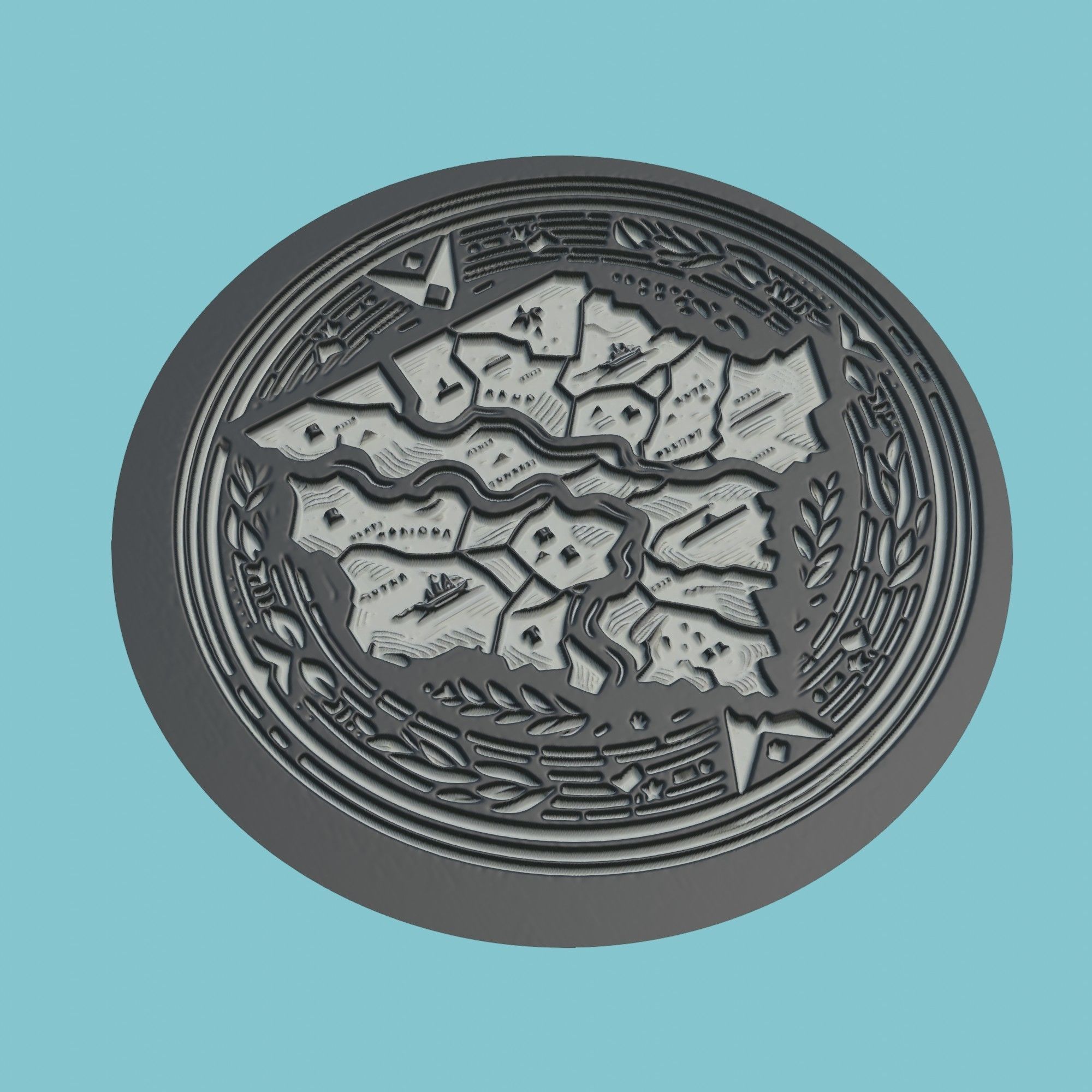 Sudan South Map Medallion Wall Art Printer 3D print model_1