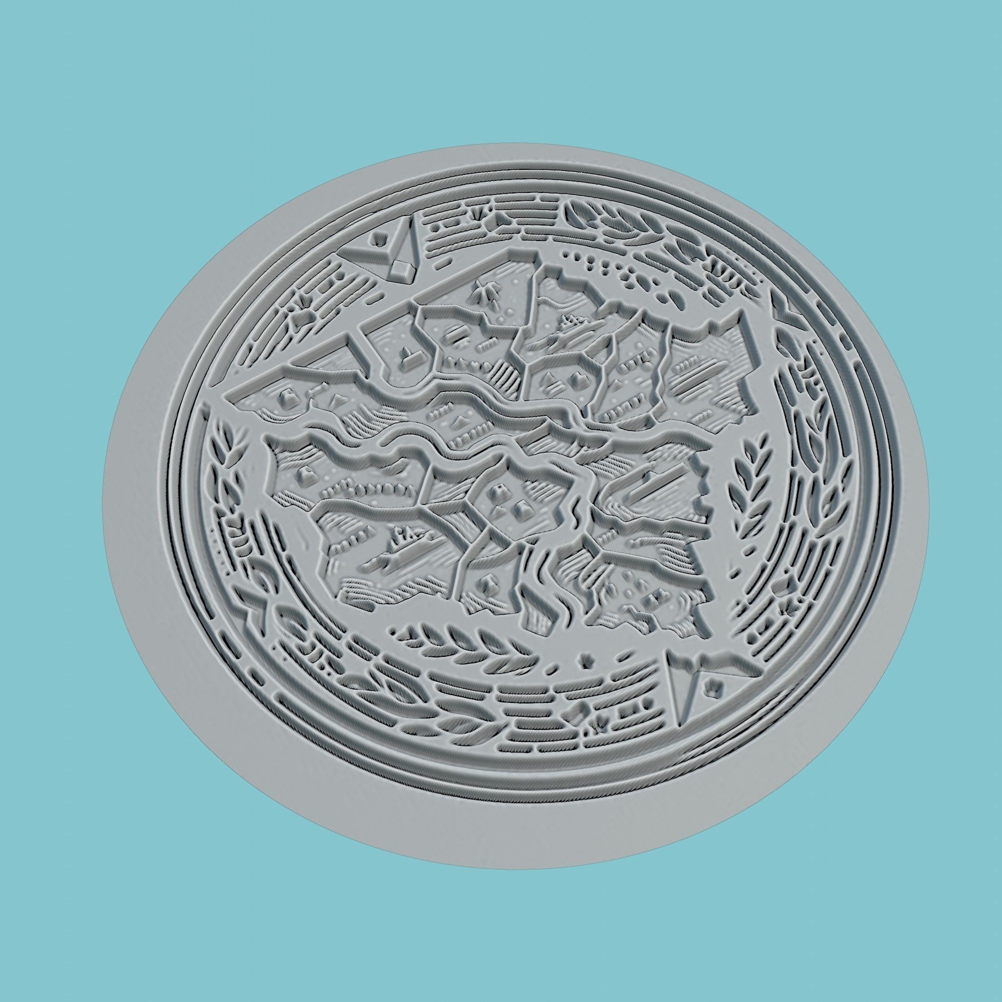 Sudan South Map Medallion Wall Art Printer 3D print model_3