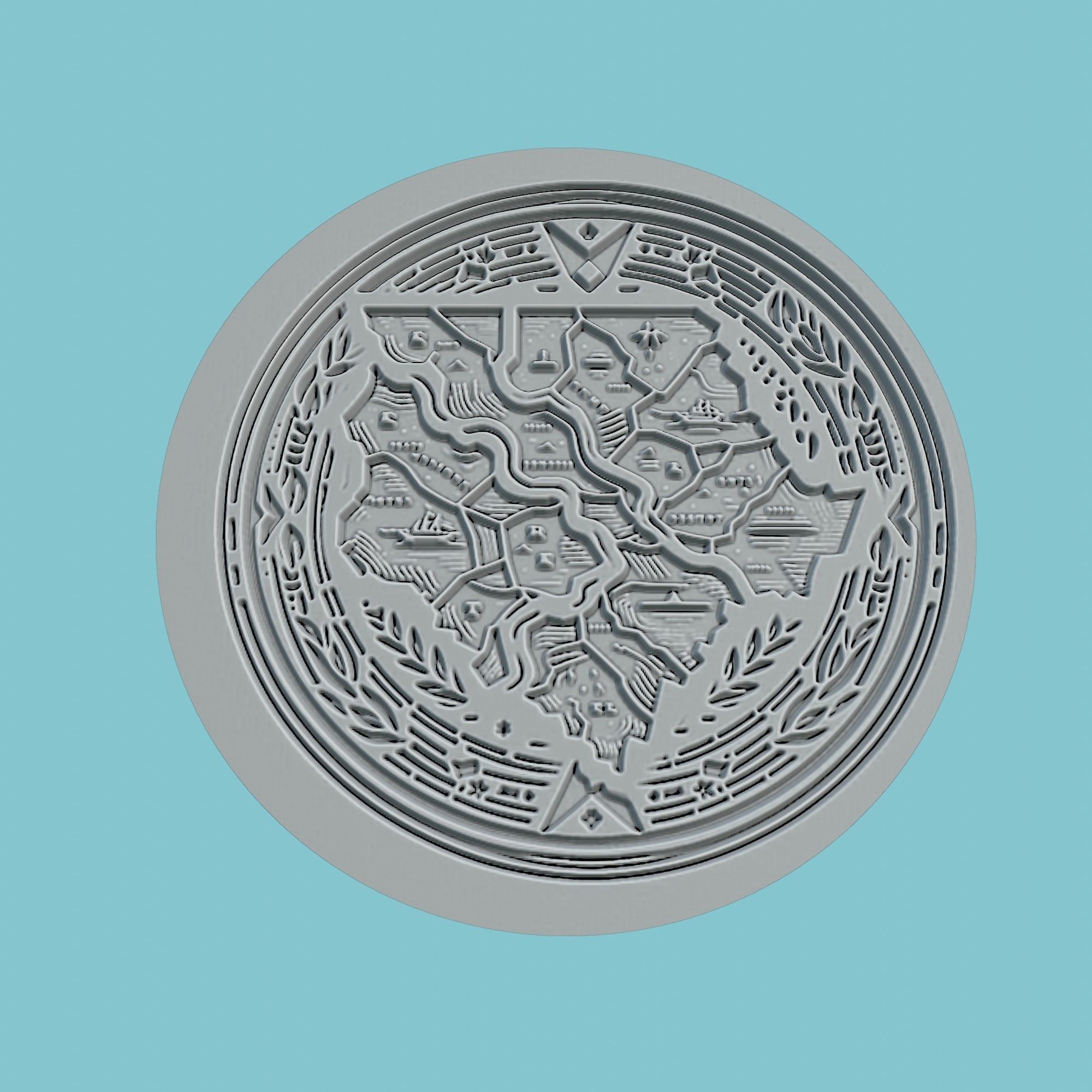 Sudan South Map Medallion Wall Art Printer 3D print model_2
