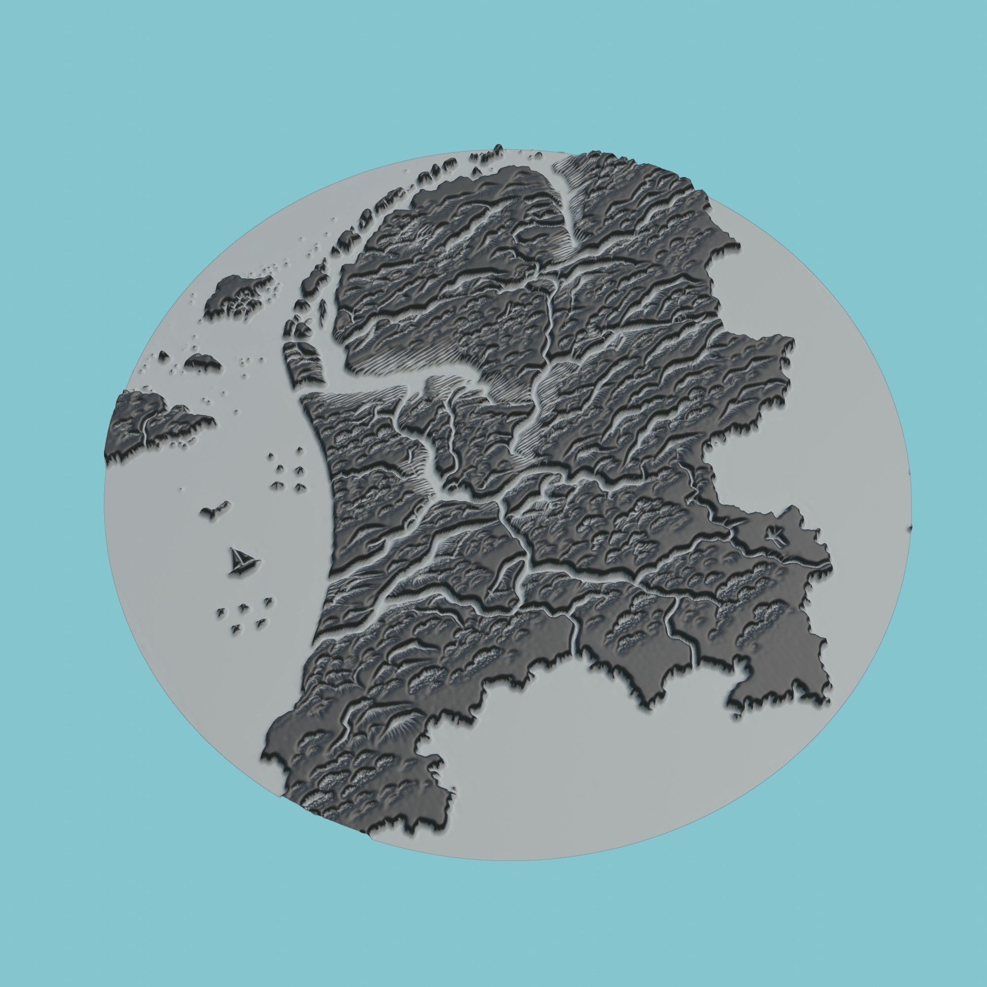 Suriname Map Medallion Wall Art Printer 3D print model_1