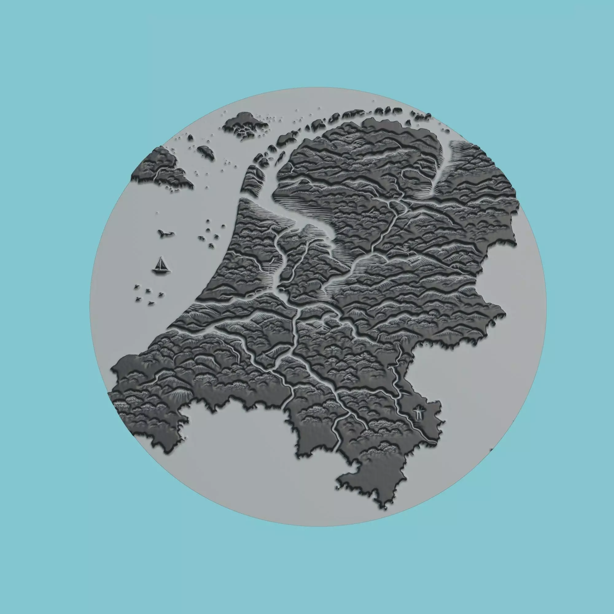 Suriname Map Medallion Wall Art Printer 3D print model_0