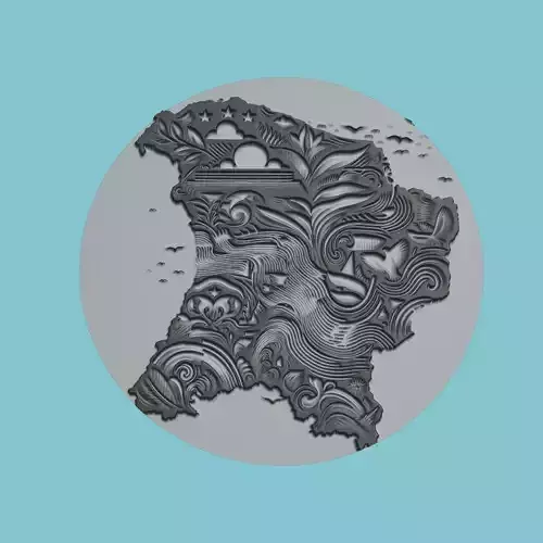 Suriname Map Medallion Wall Art Printer