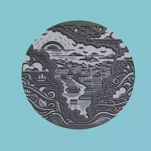 Suriname Map Medallion Wall Art Printer 3D print model
