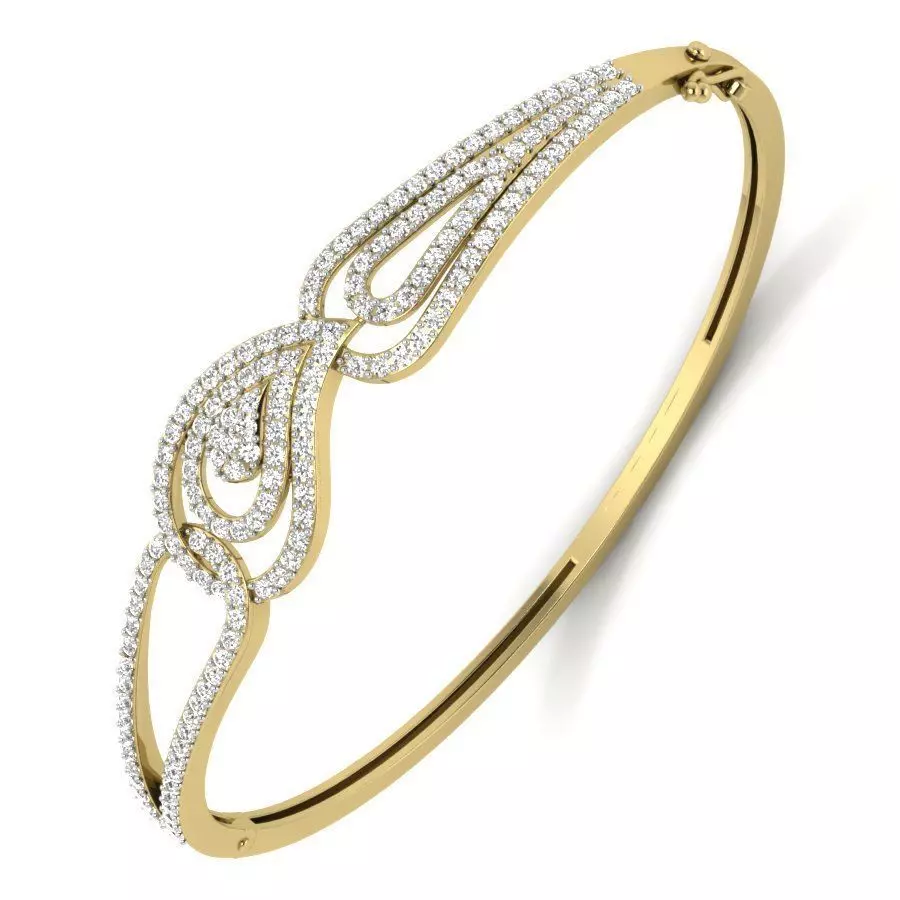 Yellow gold diamond Bangle-PBG-23 DIA 3D print model