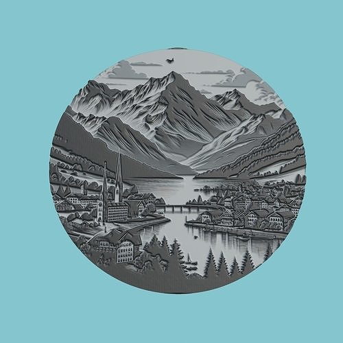 Switzerland Map Medallion Wall Art Printer 3D print model
