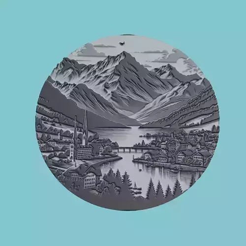 Switzerland Map Medallion Wall Art Printer