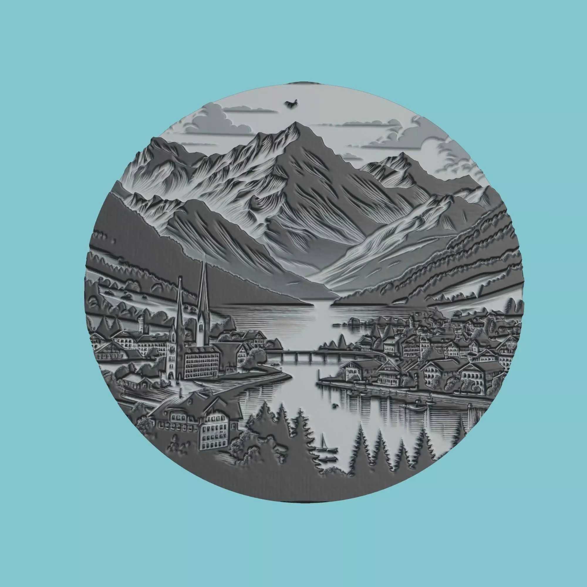 Switzerland Map Medallion Wall Art Printer 3D print model_0