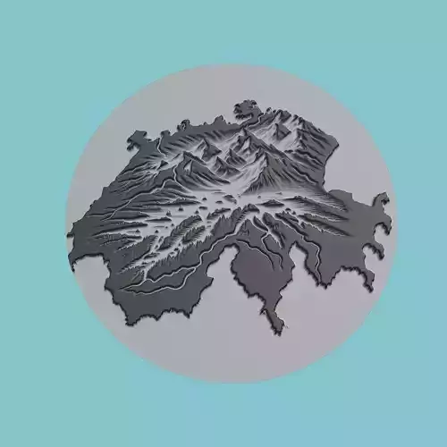 Switzerland Map Medallion Wall Art Printer