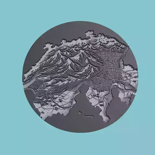 Switzerland Map Medallion Wall Art Printer