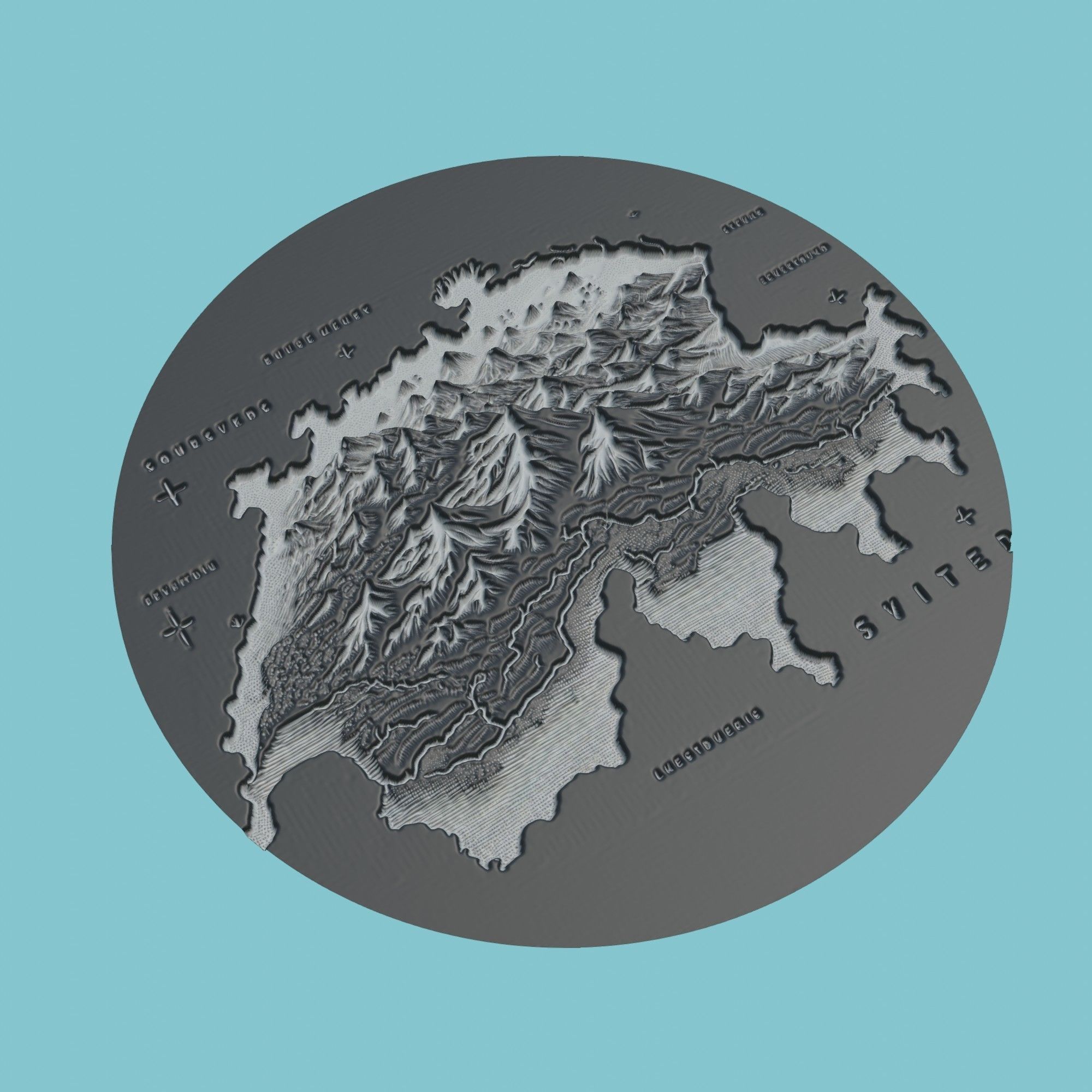 Switzerland Map Medallion Wall Art Printer 3D print model_1
