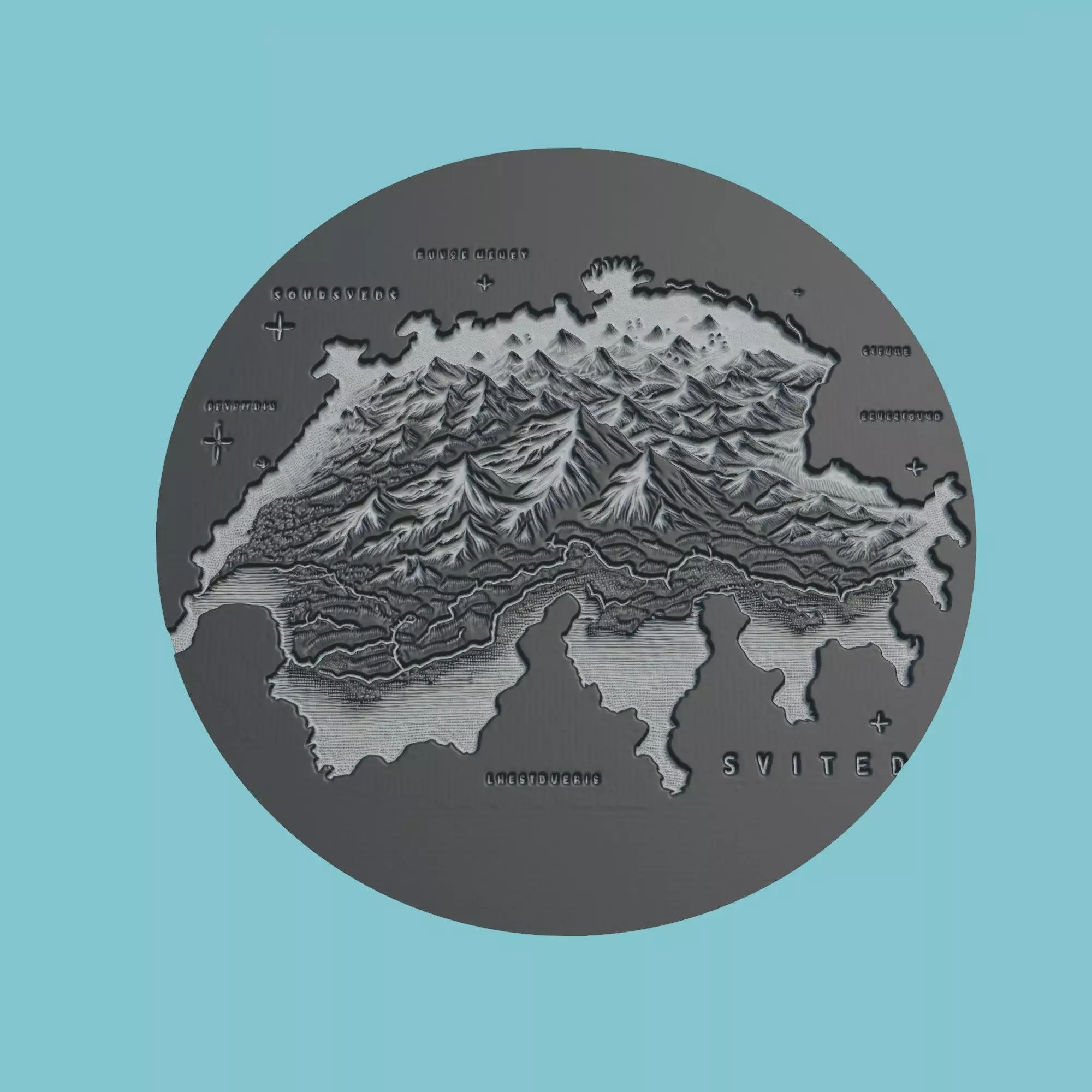 Switzerland Map Medallion Wall Art Printer 3D print model_0