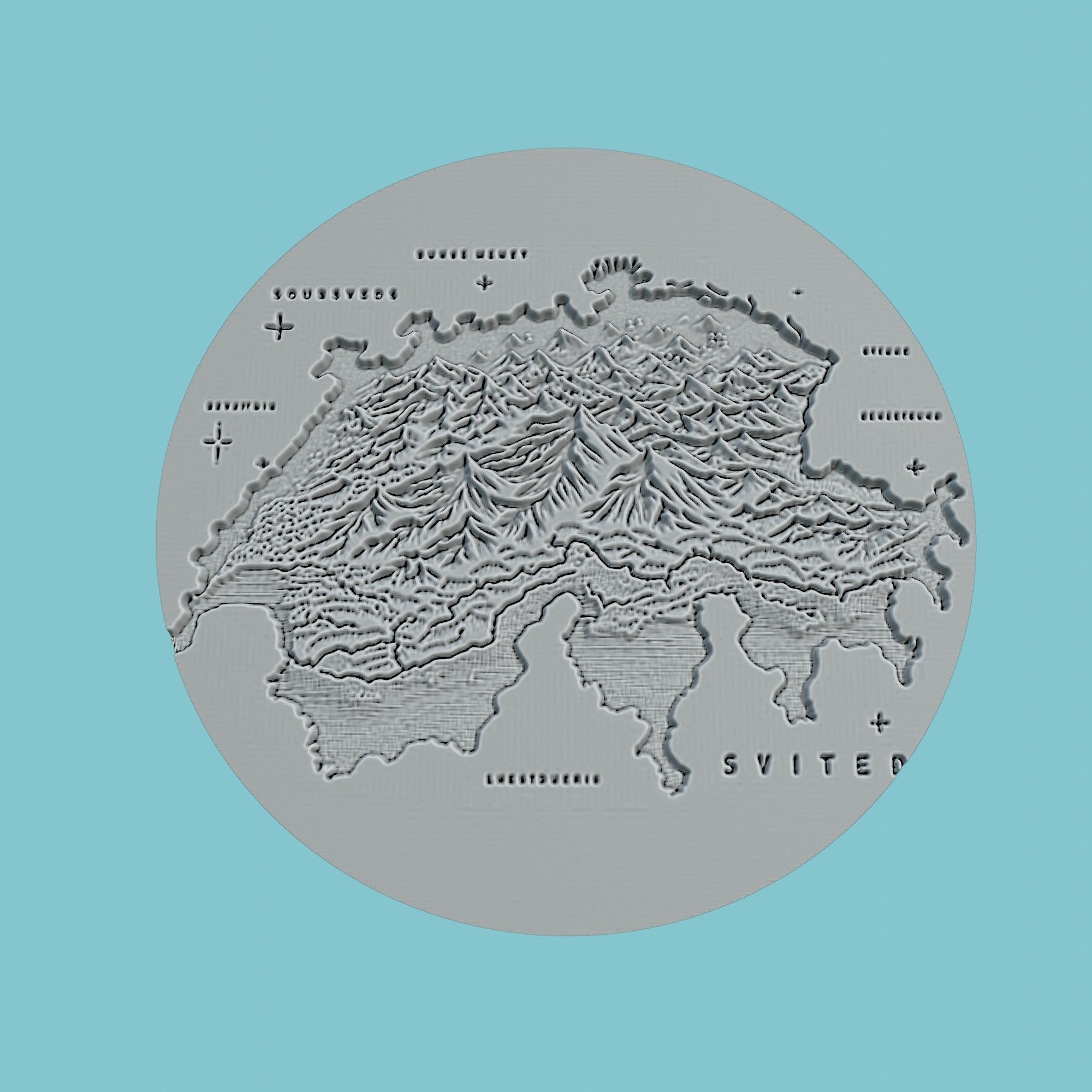 Switzerland Map Medallion Wall Art Printer 3D print model_2