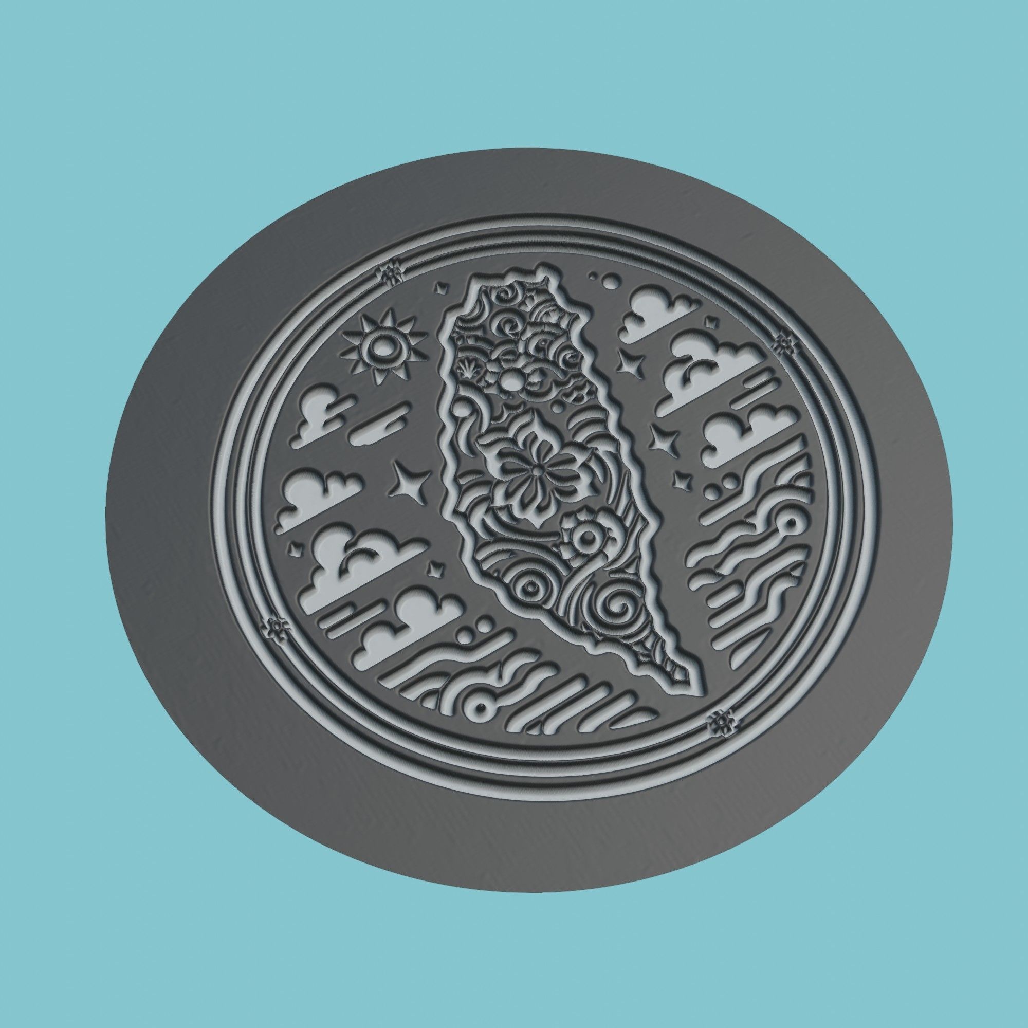 Taiwan Map Medallion Wall Art Printer 3D print model_1