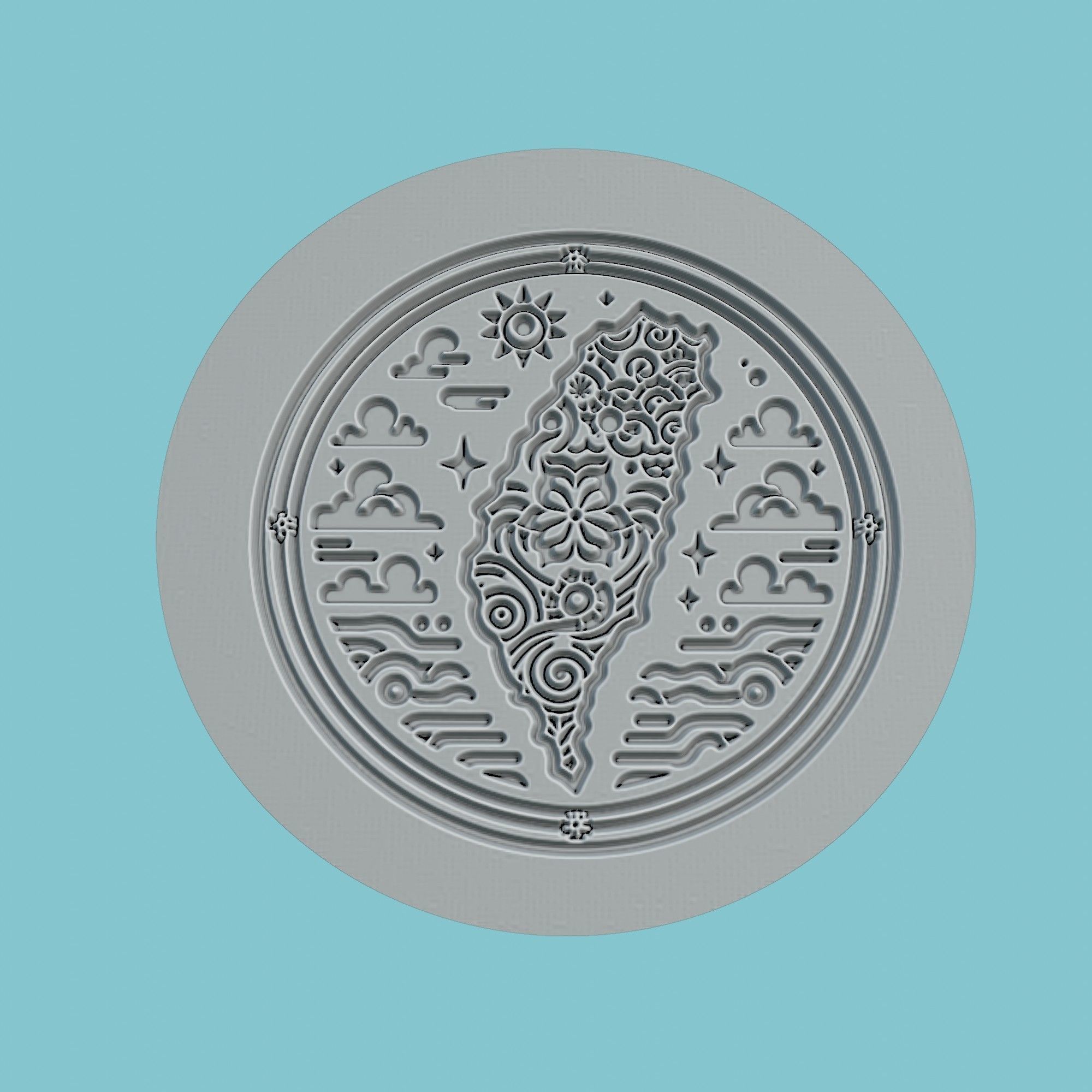 Taiwan Map Medallion Wall Art Printer 3D print model_2