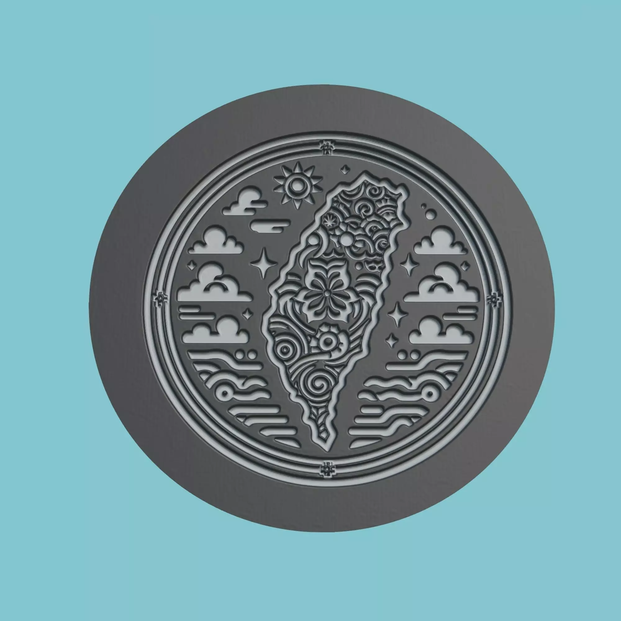 Taiwan Map Medallion Wall Art Printer 3D print model_0