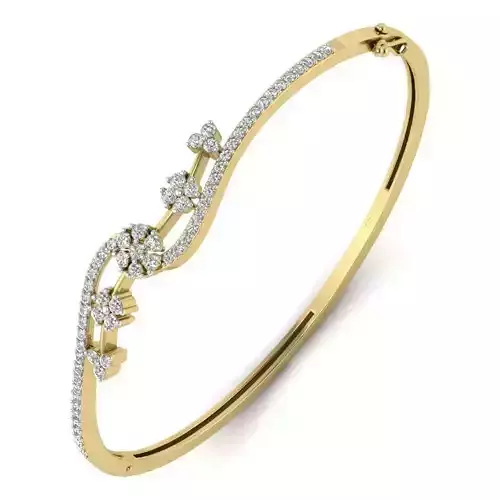 Yellow gold diamond Bangle-PBG-027 DIA